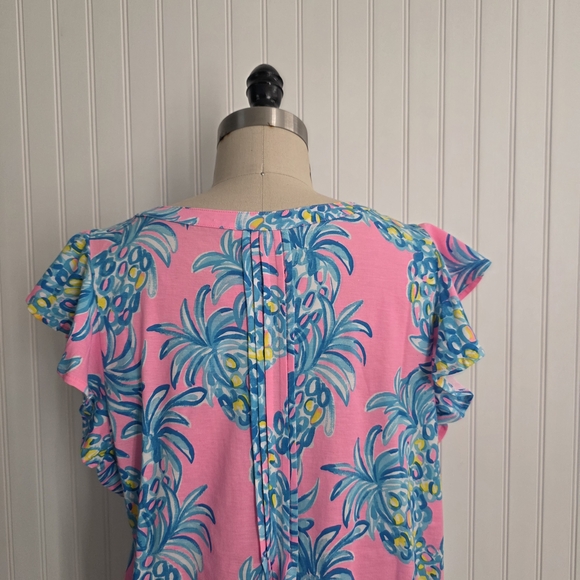 Lilly Pulitzer Tropical Pink Pineapple Print Blouse XL - Picture 5 of 8